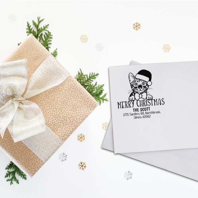 Carimbo De Borracha Toyger Cat Family Address Natal (Criador carregado)