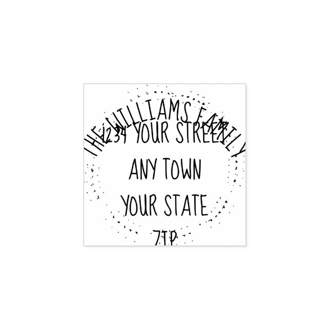 Carimbo De Borracha Traço manual desenhado com o nome da família e end (Impressão)