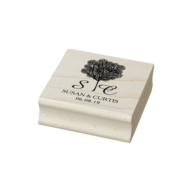 Carimbo De Borracha Tree Rustic Rubber Stamp Wedding Monogram (Carimbo)