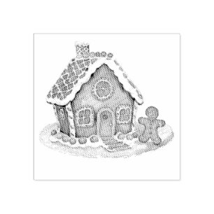 Carimbo De Borracha Trendy Gingerbird Man House Natal