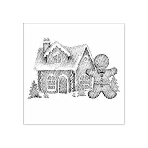 Carimbo De Borracha Trendy Gingerbird Man House Natal