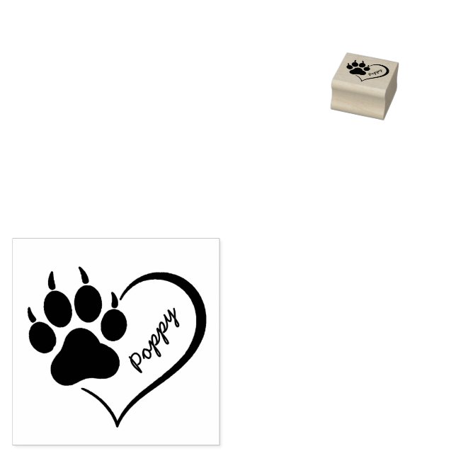 Carimbo De Borracha Trendy Personalized Cat Pet Paw Heart Print        (Carimbado)