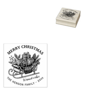 Carimbo De Borracha Trenó de Natal Vintage Personalizado com Presentes