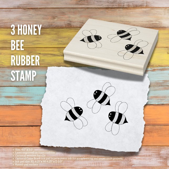 Carimbo De Borracha Três Abelhas para Artesanato e Decoração (The Butterfly Studio
3 Honey Bee Rubber Stamp)