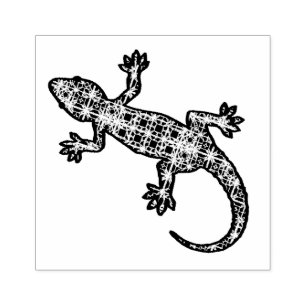 Carimbo De Borracha Tribal batik Gecko / Lizard
