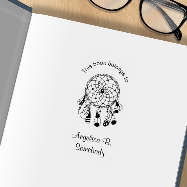 Carimbo De Borracha Tribal Boho Dreamcatcher - Bookplate (Criador carregado)