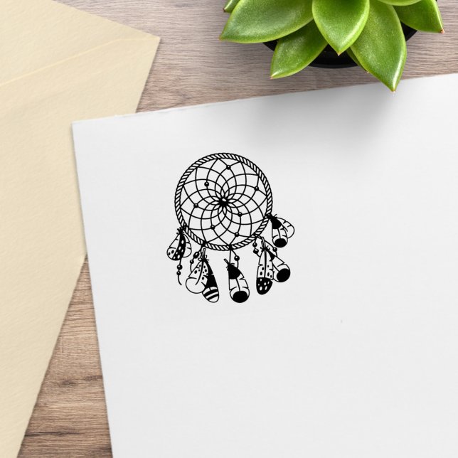 Carimbo De Borracha Tribal Dreamcatcher Boho 1x1 (Criador carregado)