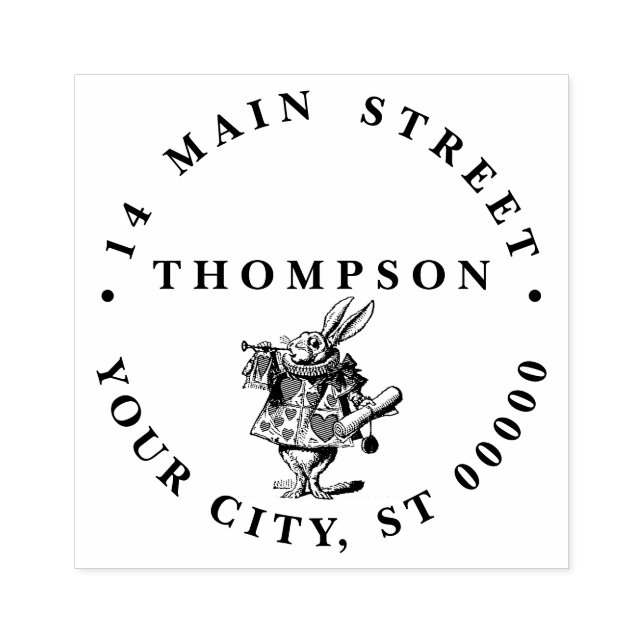 Carimbo De Borracha Tribunal do Coelho Branco Trumpeter Alice no País  (Impressão)