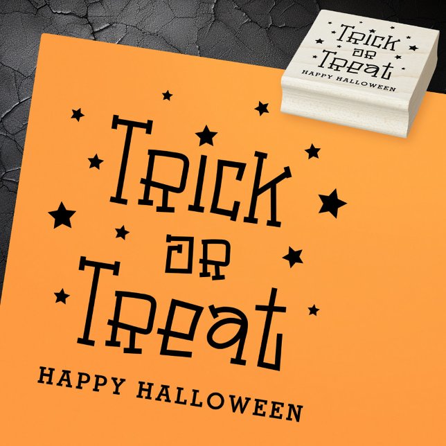 Carimbo De Borracha Trick ou trate estrelas Happy Halloween (Trick or treat stars Happy Halloween Rubber Stamp)