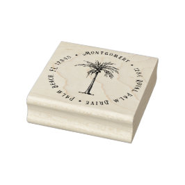 Carimbo De Borracha Tropical Palm Tree Personalized Return Address