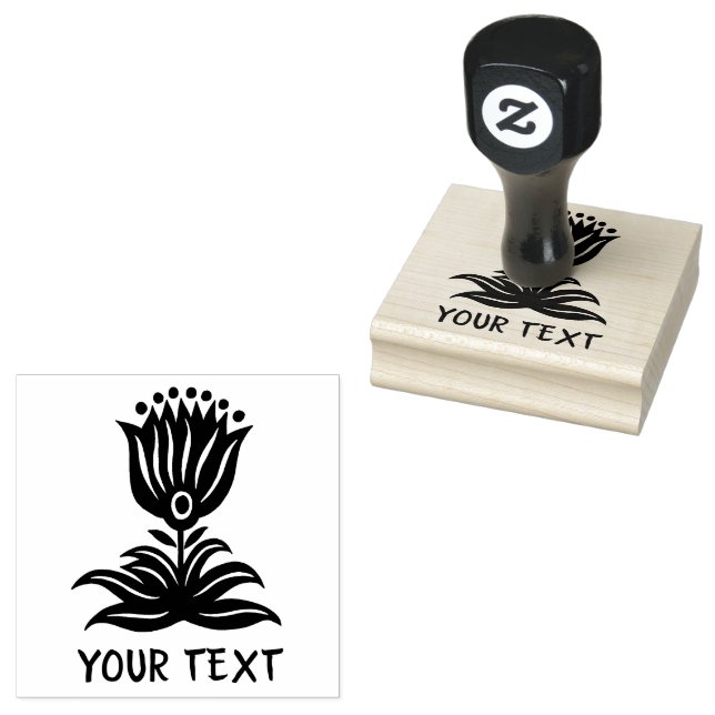 Carimbo De Borracha Tulipa de Arte de Linha Negra Elegante PERSONALIZA (Carimbado)