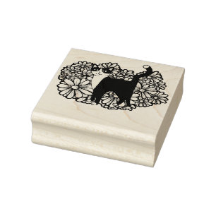 Carimbo De Borracha Tuxedo Cat Daisies Roxo