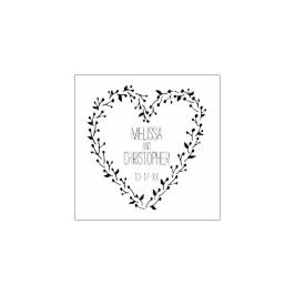 Carimbo De Borracha Twig e Berry Heart Wreath | Casamento