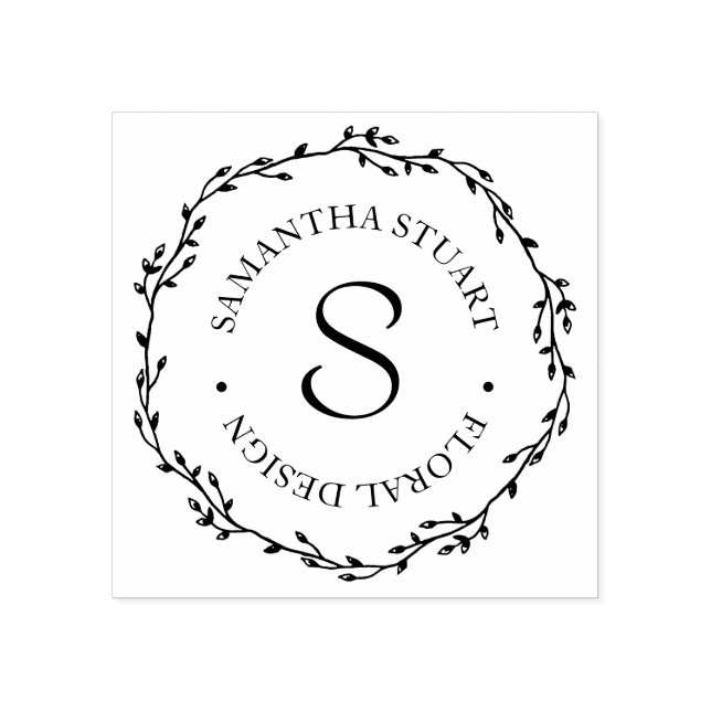 Carimbo De Borracha Twig Wreath Monograma (Impressão)