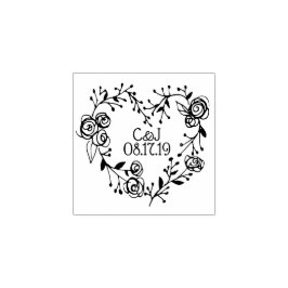 Carimbo De Borracha Twigs Berries e Rosa Heart Wreath | Casamento