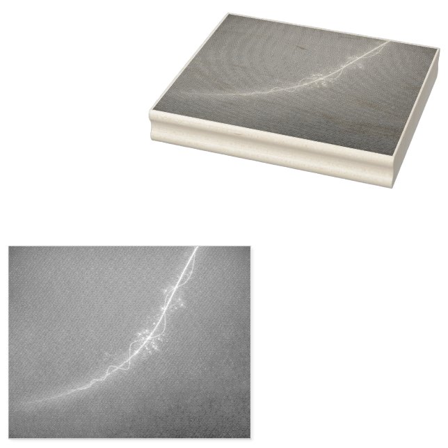 Carimbo De Borracha um avião voa no céu azul (Carimbado)