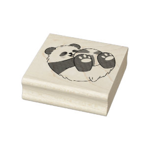 Carimbo De Borracha Um Bebê Panda Fofo Brincando com uma Bola