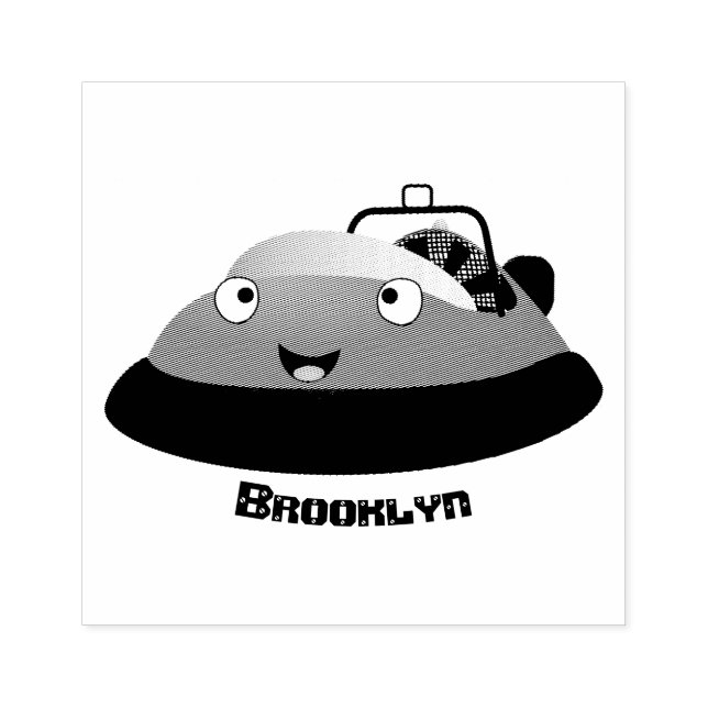 Carimbo De Borracha Um desenho animado de hovercraft, vermelho e bonit (Impressão)