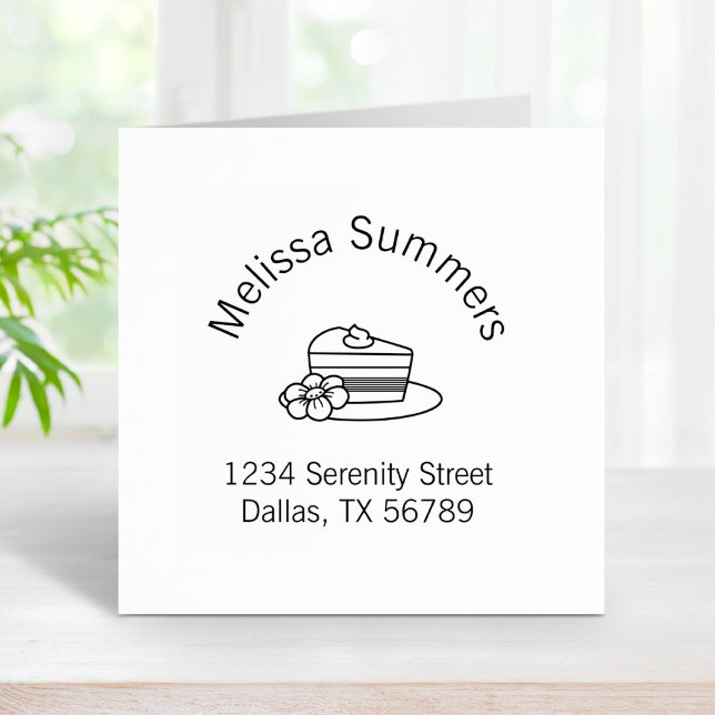 Carimbo De Borracha Uma Fatia de Bolo num Prato Endereço Arquivo (Criador carregado)