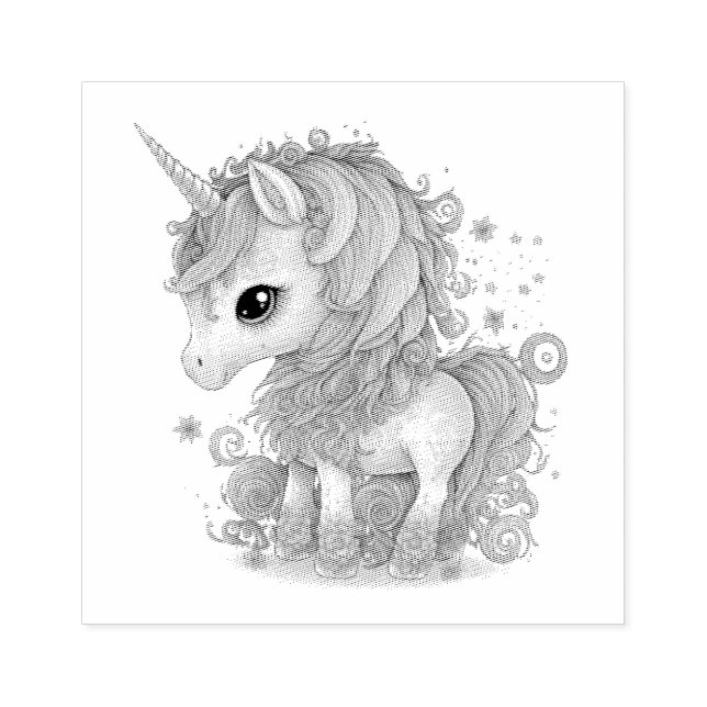 CARIMBO DE BORRACHA UNICORN CUTE (Impressão)