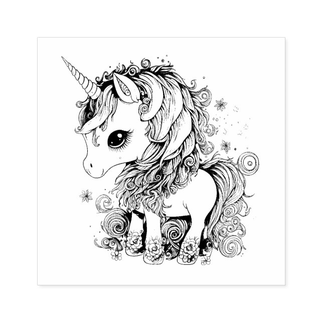 CARIMBO DE BORRACHA UNICORN CUTE (Impressão)