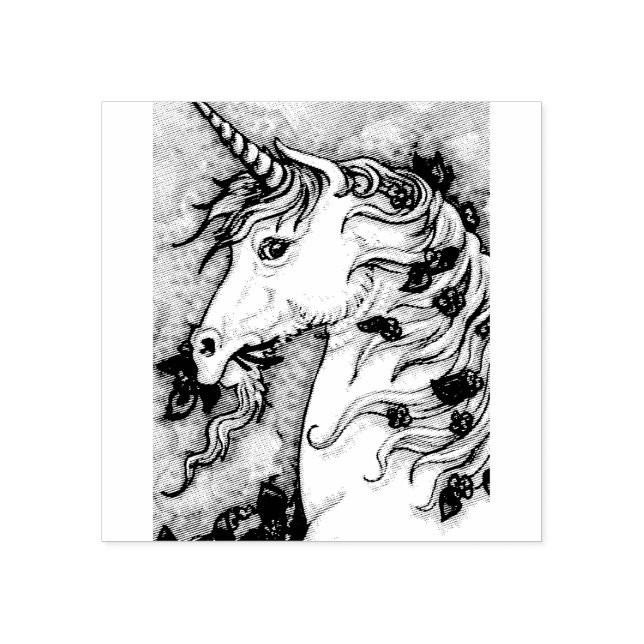 CARIMBO DE BORRACHA UNICORN & VIOLETS, FANTASY HORSE RUBBLE STAMP (Impressão)