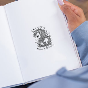 Carimbo De Borracha Unicórnio Vintage, Fantasia Ex Libris Personalizad