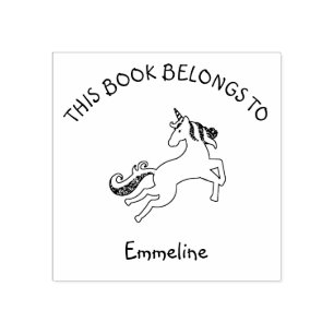 Carimbo De Borracha Unicórnio Voador Mágico Este Livro Pertence ao Nom