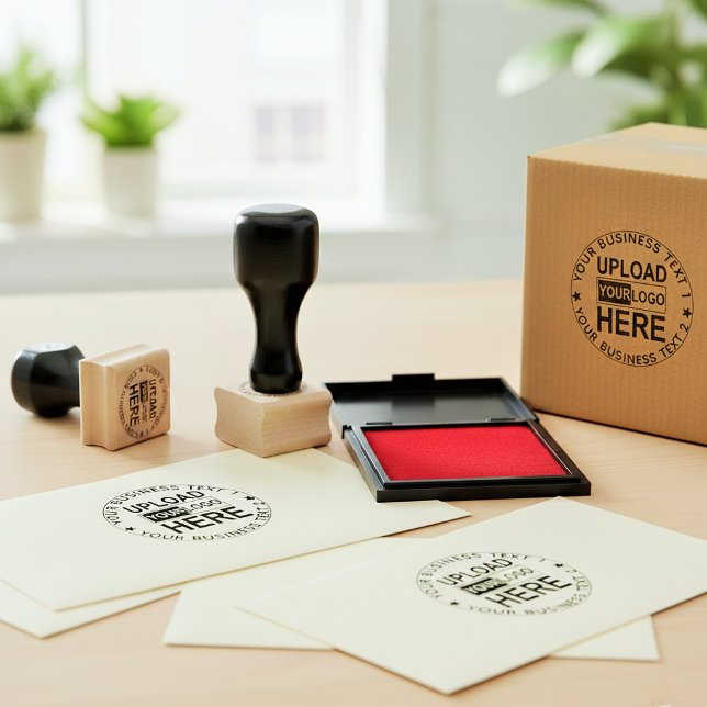 Carimbo De Borracha Upload Logo Stamp. Custom Small Business Font Seal (Custom logo stamp for boxes)