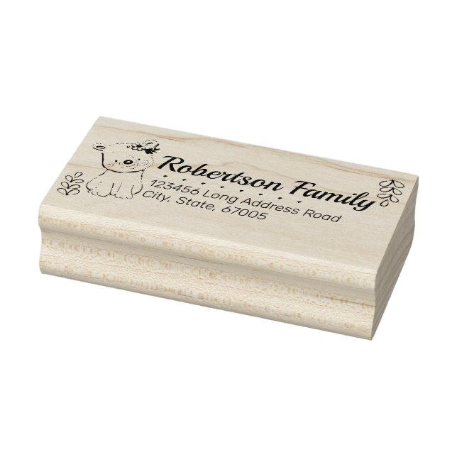 Carimbo De Borracha Urso-Cinto e Endereço de Retorno das Vinhas (Carimbo)