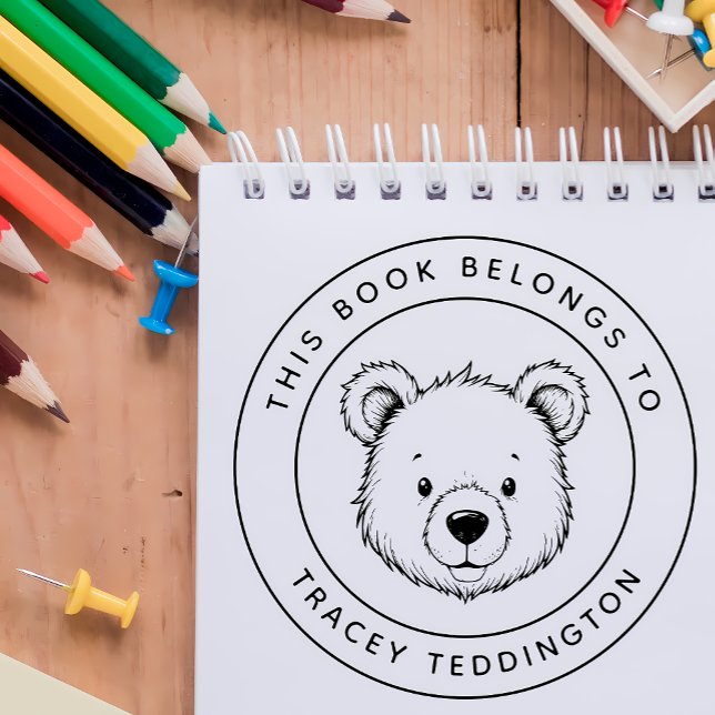 Carimbo De Borracha Urso de Teddy Personalizado Este Livro Pertence Ao (Criador carregado)