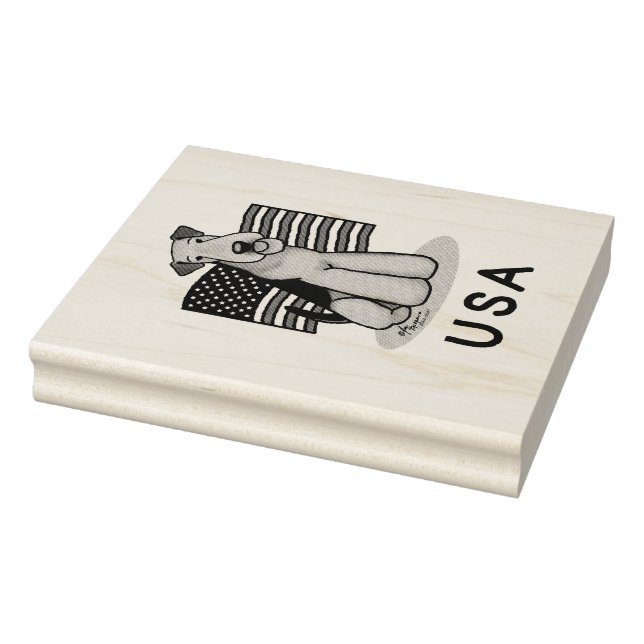 Carimbo De Borracha USA American Flag Airedale Terrier Dog - Cute (Carimbo)