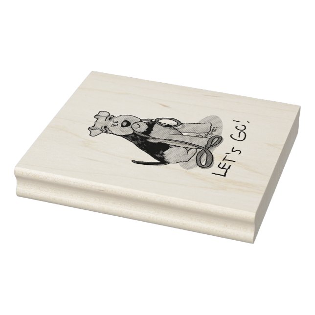 Carimbo De Borracha Vamos Engraçado! Welsh Terrier Dog com Leash (Carimbo)