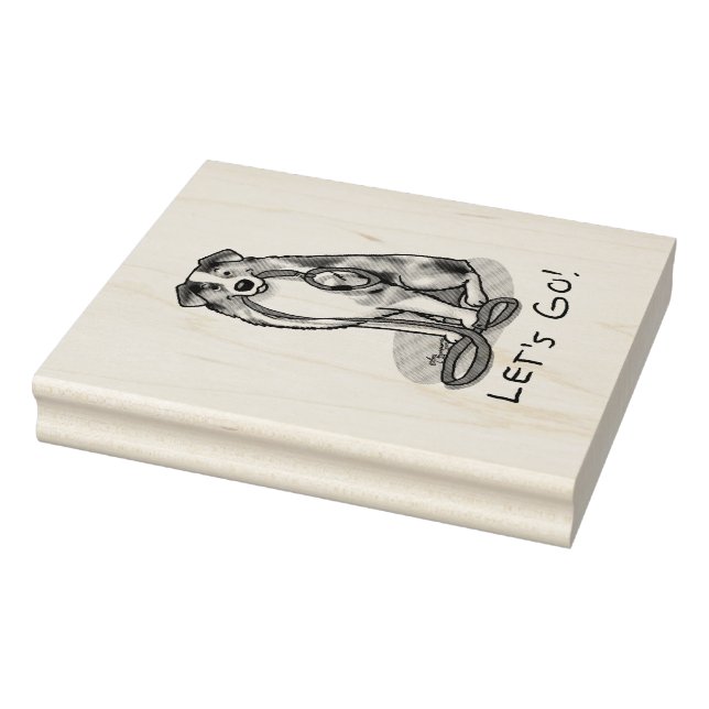 Carimbo De Borracha Vamos! Pastor australiano (bronzeado azul com rolh (Carimbo)