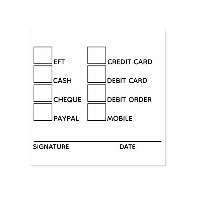 Carimbo De Borracha Verificação dos métodos de pagamento de bancos de  (Impressão)