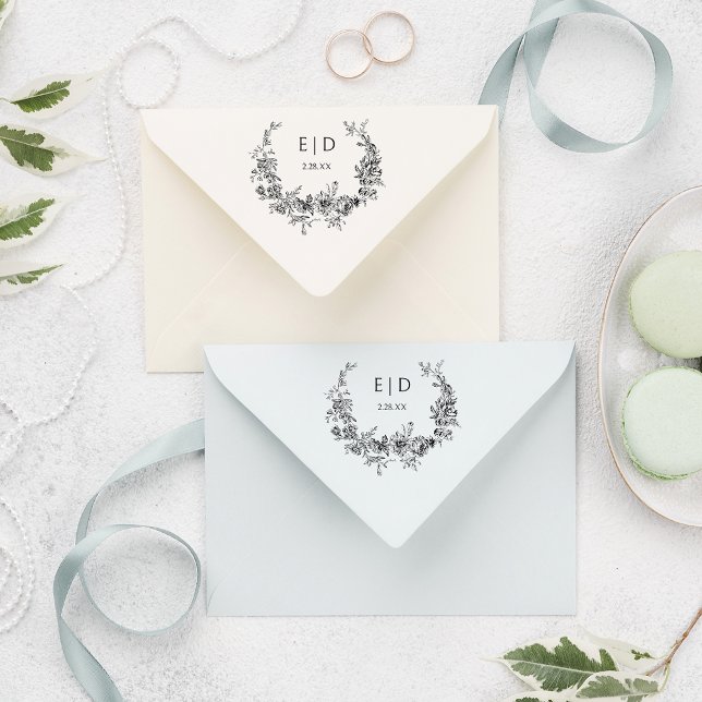 Carimbo De Borracha Vermelhidão Floral Gravada Elegante com Vertical w (Criador carregado)