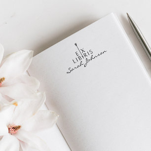 Carimbo De Borracha Vintage Arrow Elegant Ex Libris Library Livros