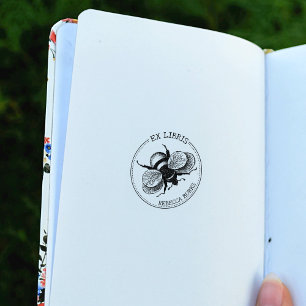 Carimbo De Borracha Vintage Bee Book Ex Libris
