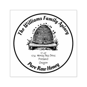 Carimbo De Borracha Vintage Bee Hive Apiary Address Honey Jar