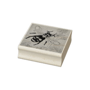 Carimbo De Borracha Vintage Bee No. 2 e Clover Watercolor Art