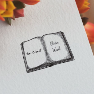 Carimbo De Borracha Vintage Book Reader Bookplate Ex Libris