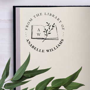 Carimbo De Borracha Vintage Botânica Da Biblioteca Do Livro Personaliz
