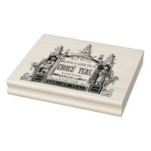 Carimbo De Borracha Vintage Chá and Coffee Company Ad Art Stamp