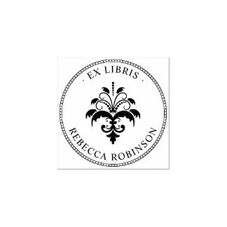 Carimbo De Borracha Vintage Damask & Typografia | Alfândega Ex Libris