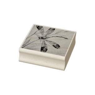 Carimbo De Borracha Vintage Dragonfly No. 4 e Foliage Watercolor Art