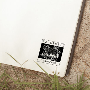 Carimbo De Borracha Vintage Ex Libris, Livro de Capybara