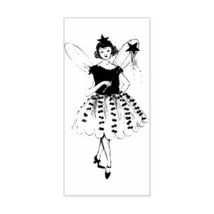 Carimbo De Borracha Vintage Fairy Girl Magic Wand Rubber Stamp