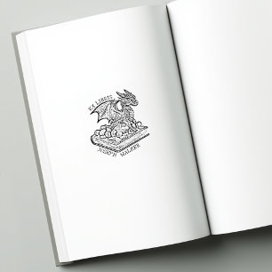 Carimbo De Borracha Vintage Fantasy Dragon Ex Libris