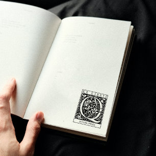 Carimbo De Borracha Vintage Flor Monograma - Letra Ex Libris