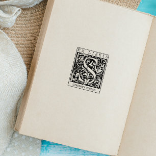 Carimbo De Borracha Vintage Flor Monograma - Letra Ex Libris